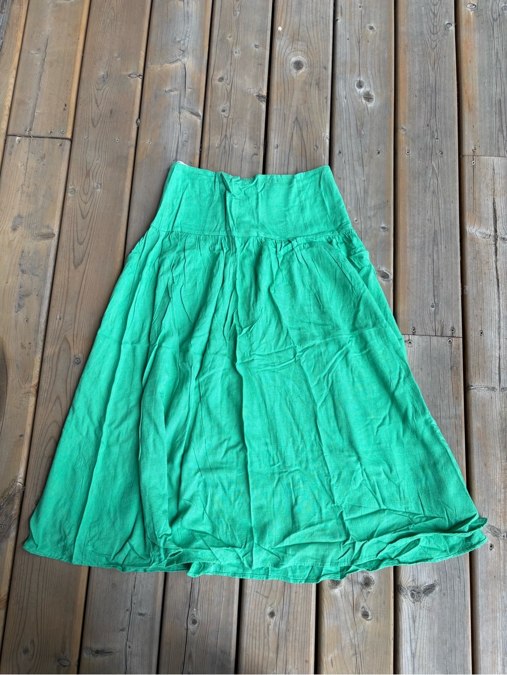 Princess Polly Emerald Green A-Line Midi Skirt 55% cotton 45% linen